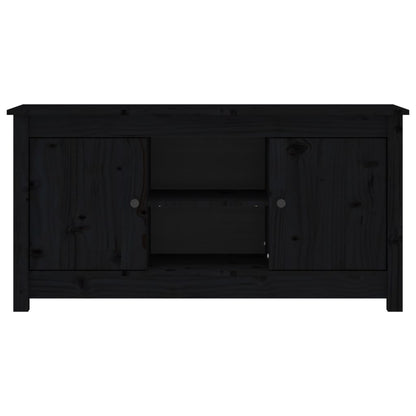 Mobile Porta TV Nero 103x36,5x52 cm in Legno Massello di Pino - homemem39