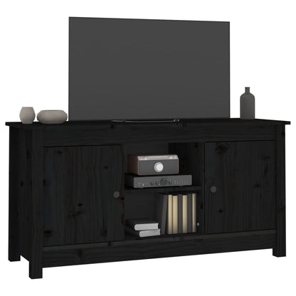 Mobile Porta TV Nero 103x36,5x52 cm in Legno Massello di Pino - homemem39
