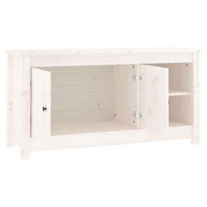 Mobile Porta TV Bianco 103x36,5x52 cm in Legno Massello di Pino - homemem39