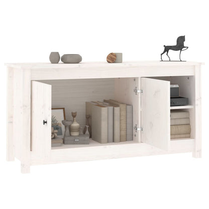 Mobile Porta TV Bianco 103x36,5x52 cm in Legno Massello di Pino - homemem39