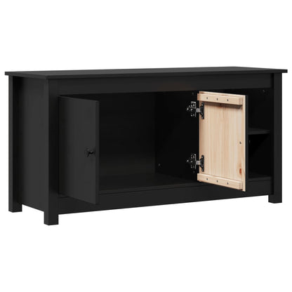 Mobile Porta TV Nero 103x36,5x52 cm in Legno Massello di Pino - homemem39