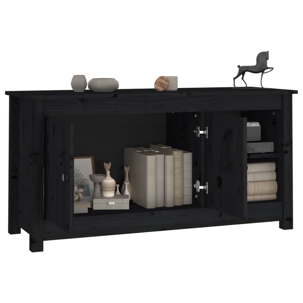 Mobile Porta TV Nero 103x36,5x52 cm in Legno Massello di Pino - homemem39