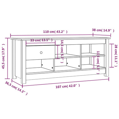 Scarpiera Bianca 110x38x45,5 cm in Legno Massello di Pino