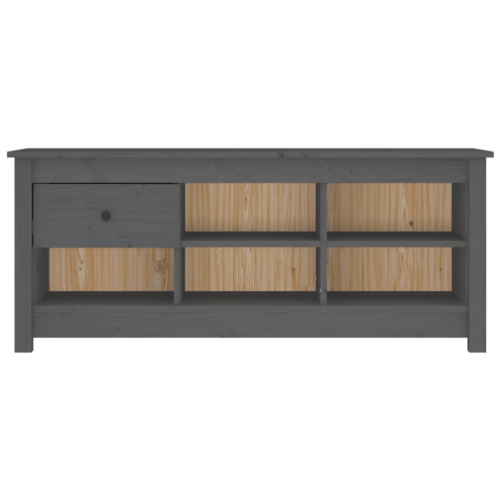 Scarpiera Grigia 110x38x45,5 cm in Legno Massello di Pino - homemem39