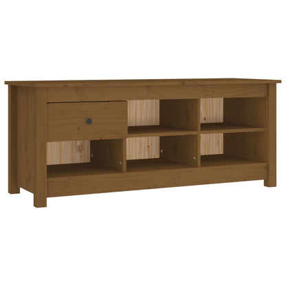 Scarpiera Marrone Ambra 110x38x45,5cm in Legno Massello di Pino - homemem39