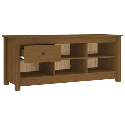 Scarpiera Marrone Ambra 110x38x45,5cm in Legno Massello di Pino