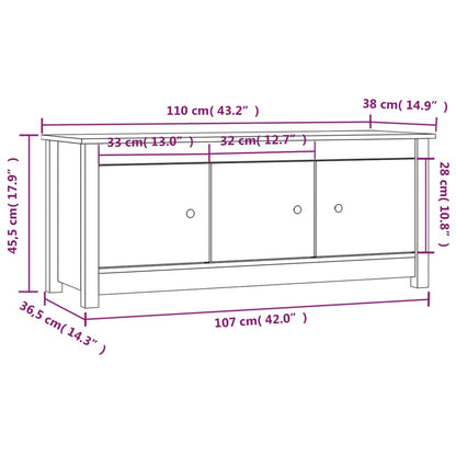 Scarpiera 110x38x45,5 cm in Legno Massello di Pino - homemem39