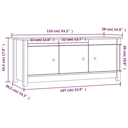 Scarpiera Bianca 110x38x45,5 cm in Legno Massello di Pino - homemem39