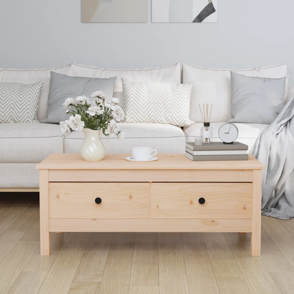 Tavolino da Salotto 100x50x40 cm Legno Massello di Pino | homemem39