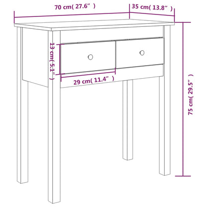 Tavolo Consolle 70x35x75 cm in Legno Massello di Pino | homemem39