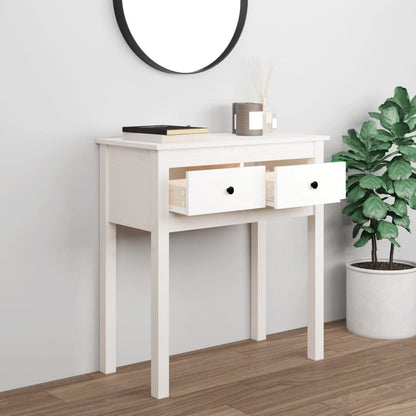 Tavolo Consolle Bianco 70x35x75 cm in Legno Massello di Pino - homemem39