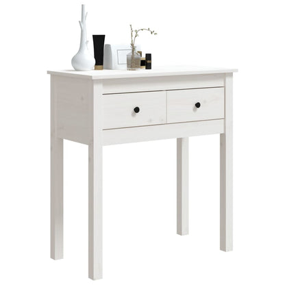 Tavolo Consolle Bianco 70x35x75 cm in Legno Massello di Pino - homemem39