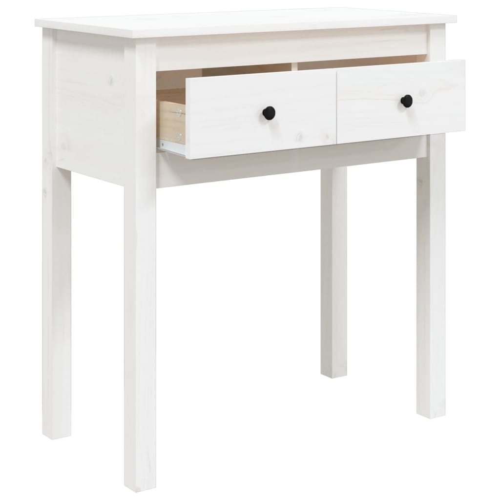 Tavolo Consolle Bianco 70x35x75 cm in Legno Massello di Pino - homemem39