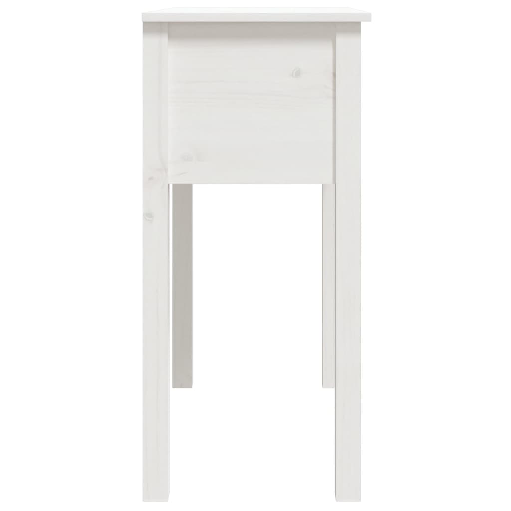 Tavolo Consolle Bianco 70x35x75 cm in Legno Massello di Pino - homemem39