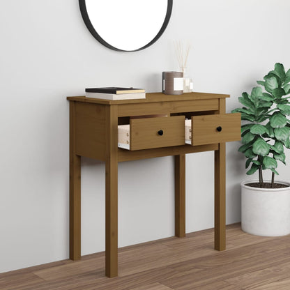 Tavolo Consolle Marrone Ambra 70x35x75cm Legno Massello di Pino | homemem39