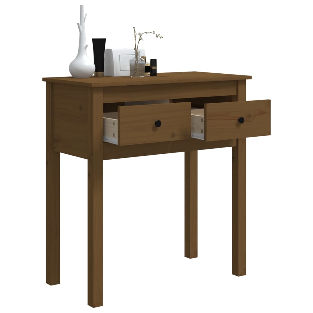 Tavolo Consolle Marrone Ambra 70x35x75cm Legno Massello di Pino - homemem39