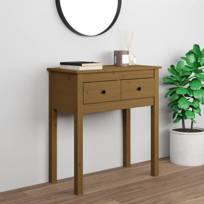 Tavolo Consolle Marrone Ambra 70x35x75cm Legno Massello di Pino | homemem39