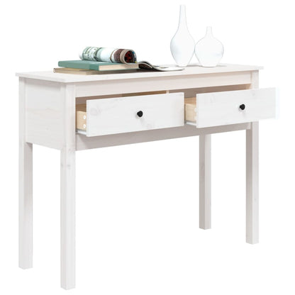 Tavolo Consolle Bianco 100x35x75 cm in Legno Massello di Pino - homemem39