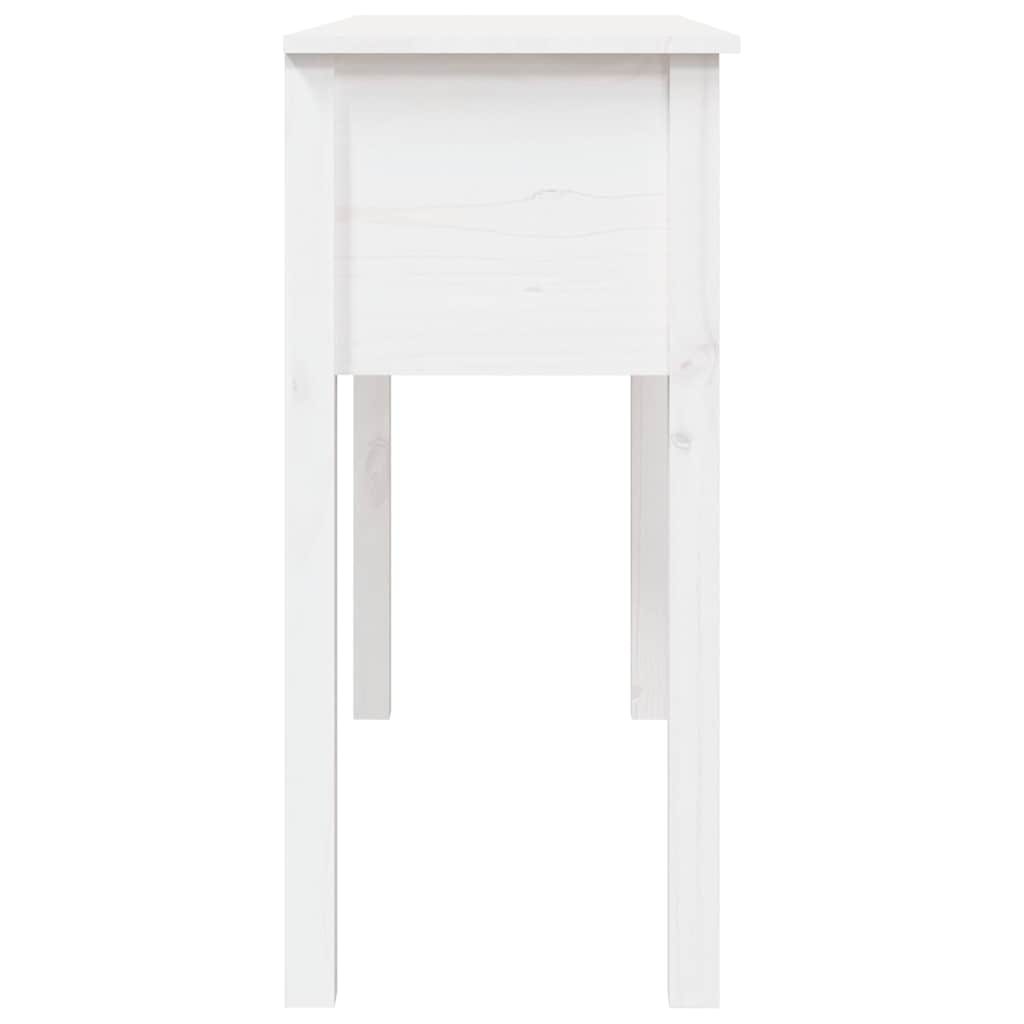 Tavolo Consolle Bianco 100x35x75 cm in Legno Massello di Pino