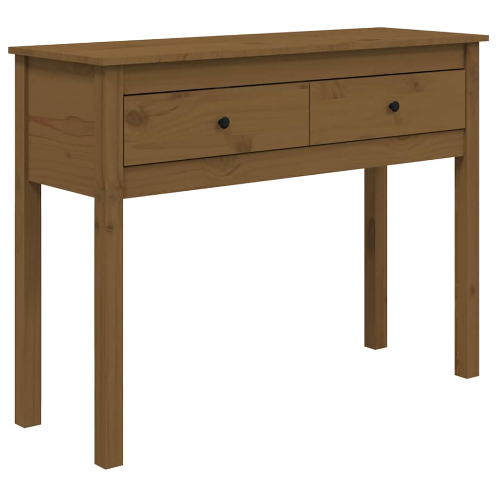 Tavolo Consolle Ambrato 100x35x75 cm in Legno Massello di Pino