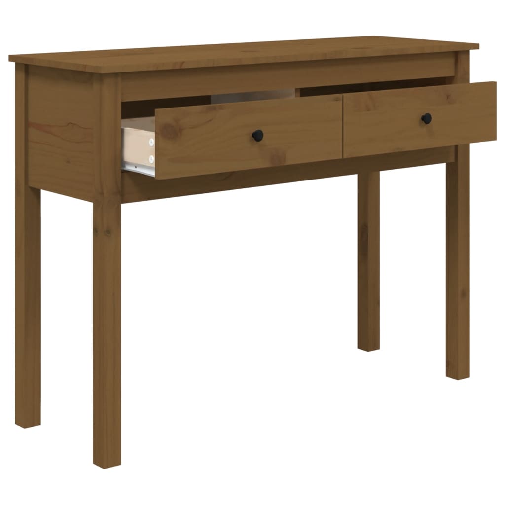 Tavolo Consolle Ambrato 100x35x75 cm in Legno Massello di Pino