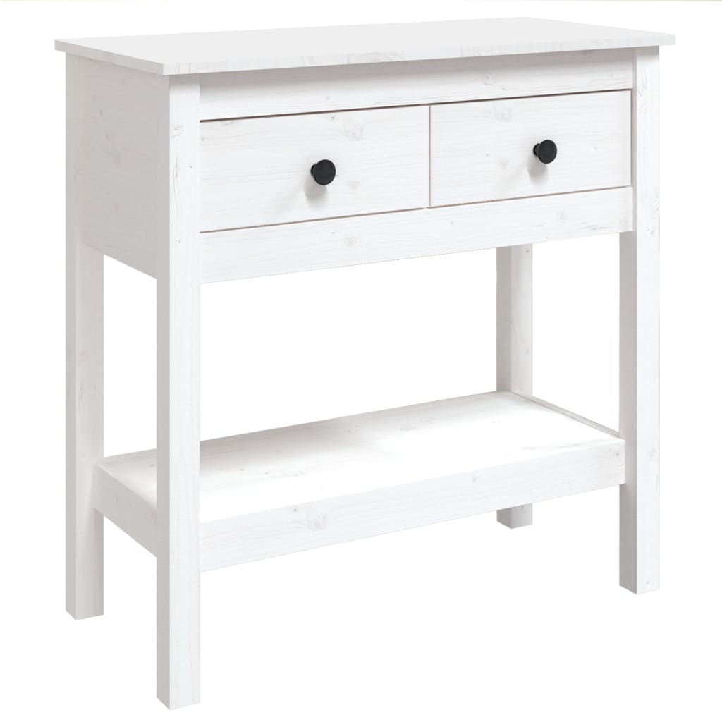 Tavolo Consolle Bianco 75x35x75 cm in Legno Massello di Pino | homemem39