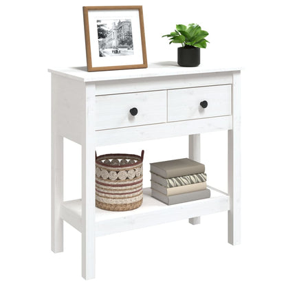 Tavolo Consolle Bianco 75x35x75 cm in Legno Massello di Pino | homemem39