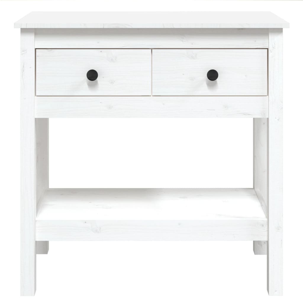 Tavolo Consolle Bianco 75x35x75 cm in Legno Massello di Pino - homemem39