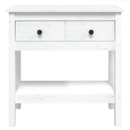 Tavolo Consolle Bianco 75x35x75 cm in Legno Massello di Pino - homemem39