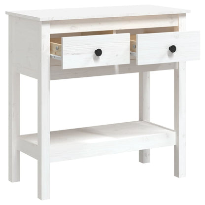 Tavolo Consolle Bianco 75x35x75 cm in Legno Massello di Pino - homemem39