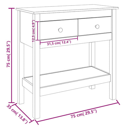 Tavolo Consolle Bianco 75x35x75 cm in Legno Massello di Pino | homemem39