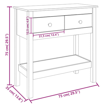 Tavolo Consolle Bianco 75x35x75 cm in Legno Massello di Pino - homemem39