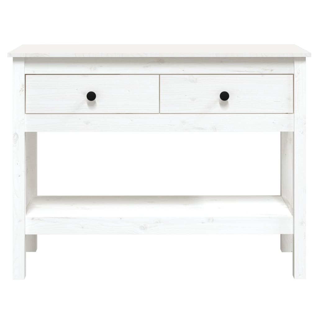 Tavolo Consolle Bianco 100x35x75 cm in Legno Massello di Pino | homemem39