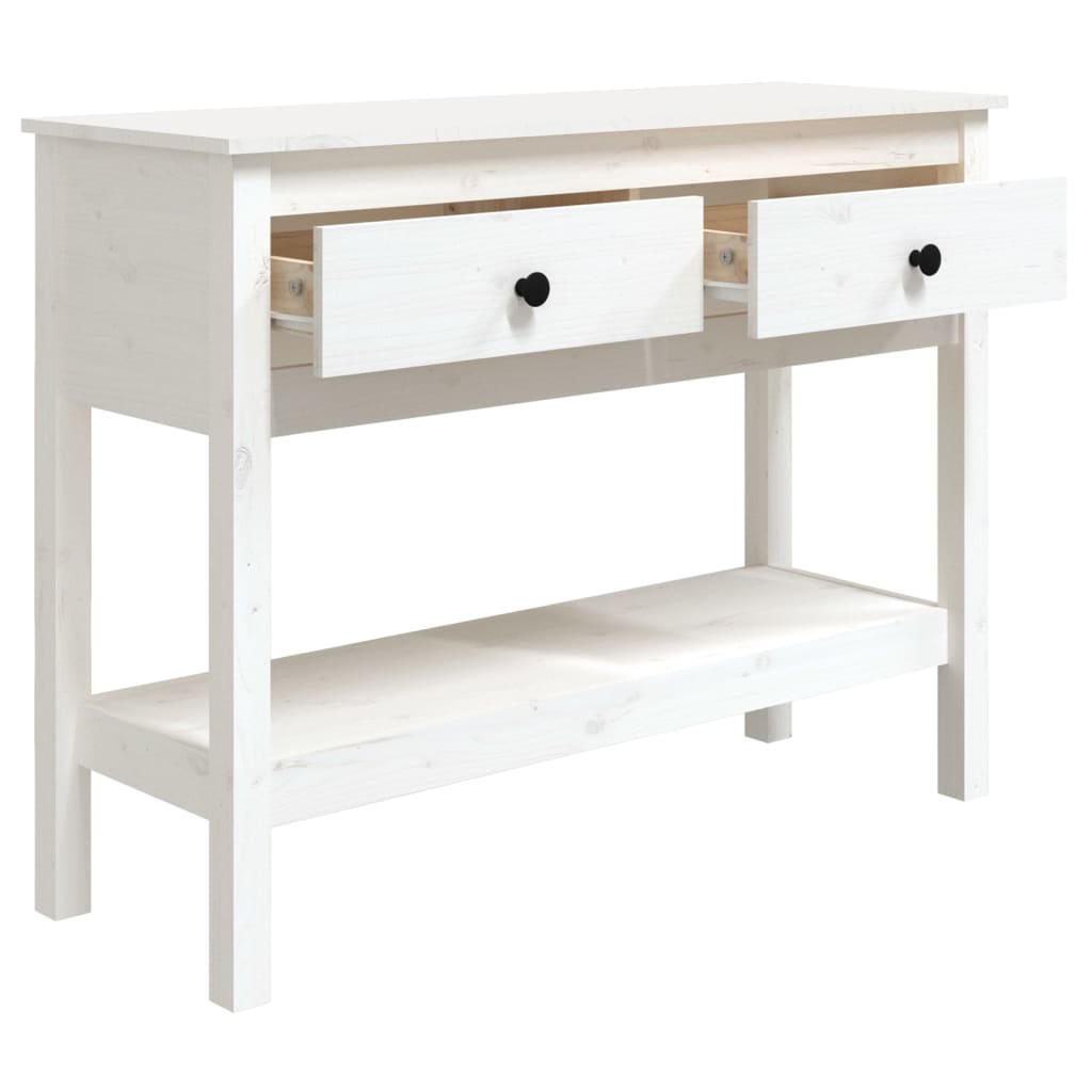 Tavolo Consolle Bianco 100x35x75 cm in Legno Massello di Pino | homemem39