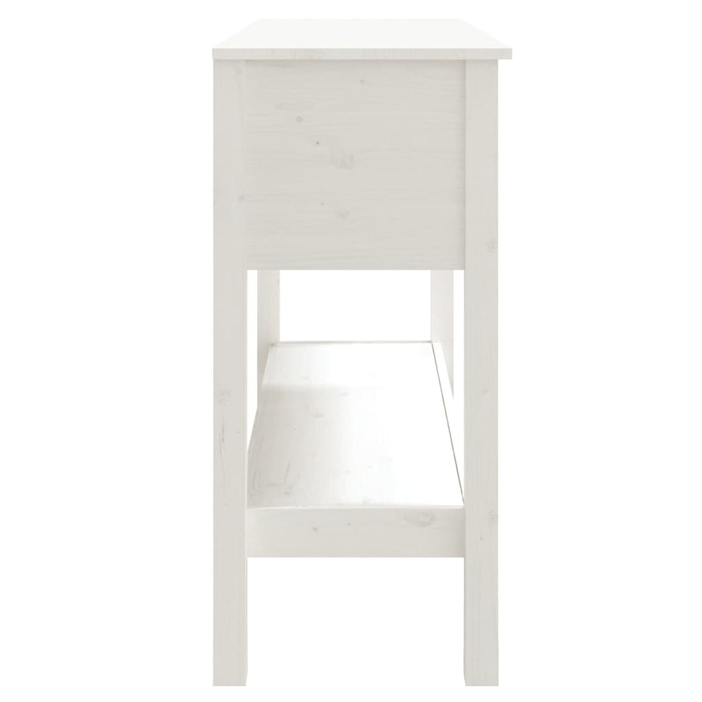 Tavolo Consolle Bianco 100x35x75 cm in Legno Massello di Pino | homemem39