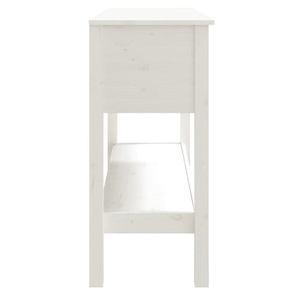 Tavolo Consolle Bianco 100x35x75 cm in Legno Massello di Pino | homemem39