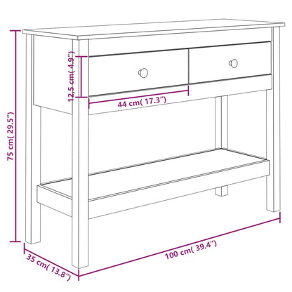 Tavolo Consolle Ambrato 100x35x75 cm in Legno Massello di Pino