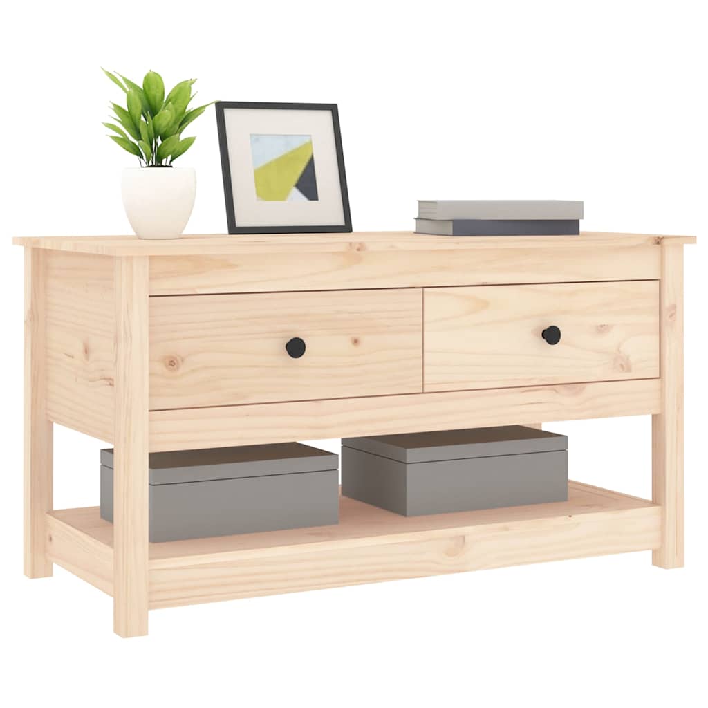 Tavolino da Salotto 102x49x55 cm in Legno Massello di Pino