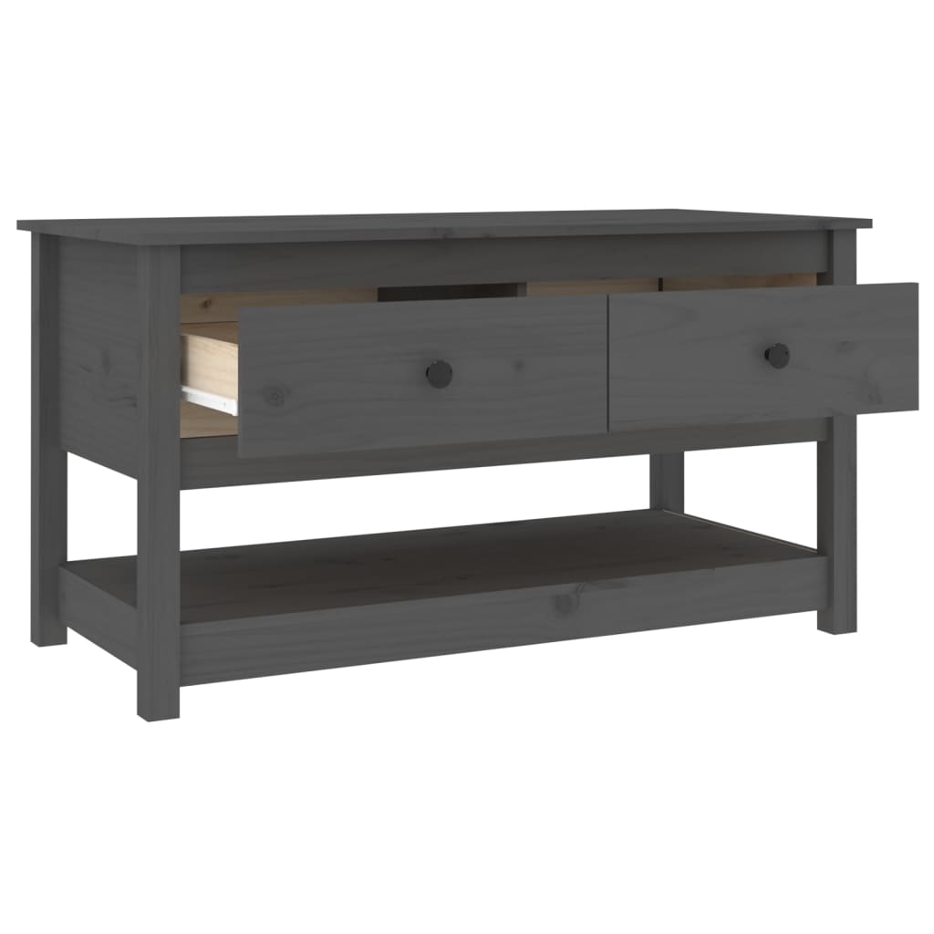 Tavolino da Salotto Grigio 102x49x55 cm Legno Massello di Pino | homemem39