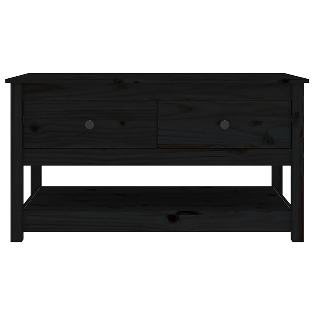 Tavolino da Salotto Nero 102x49x55 cm in Legno Massello di Pino | homemem39