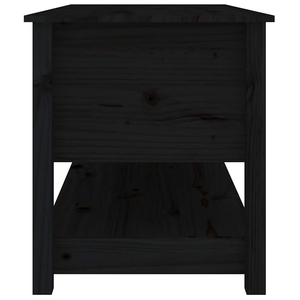 Tavolino da Salotto Nero 102x49x55 cm in Legno Massello di Pino