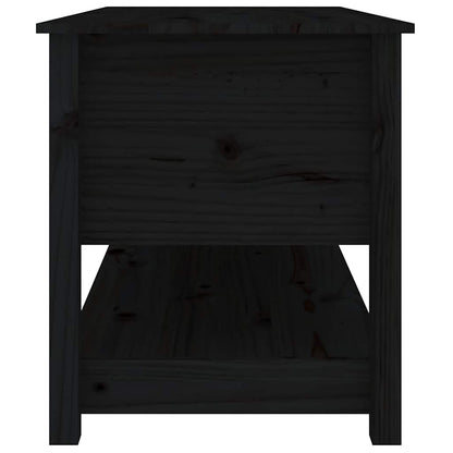 Tavolino da Salotto Nero 102x49x55 cm in Legno Massello di Pino