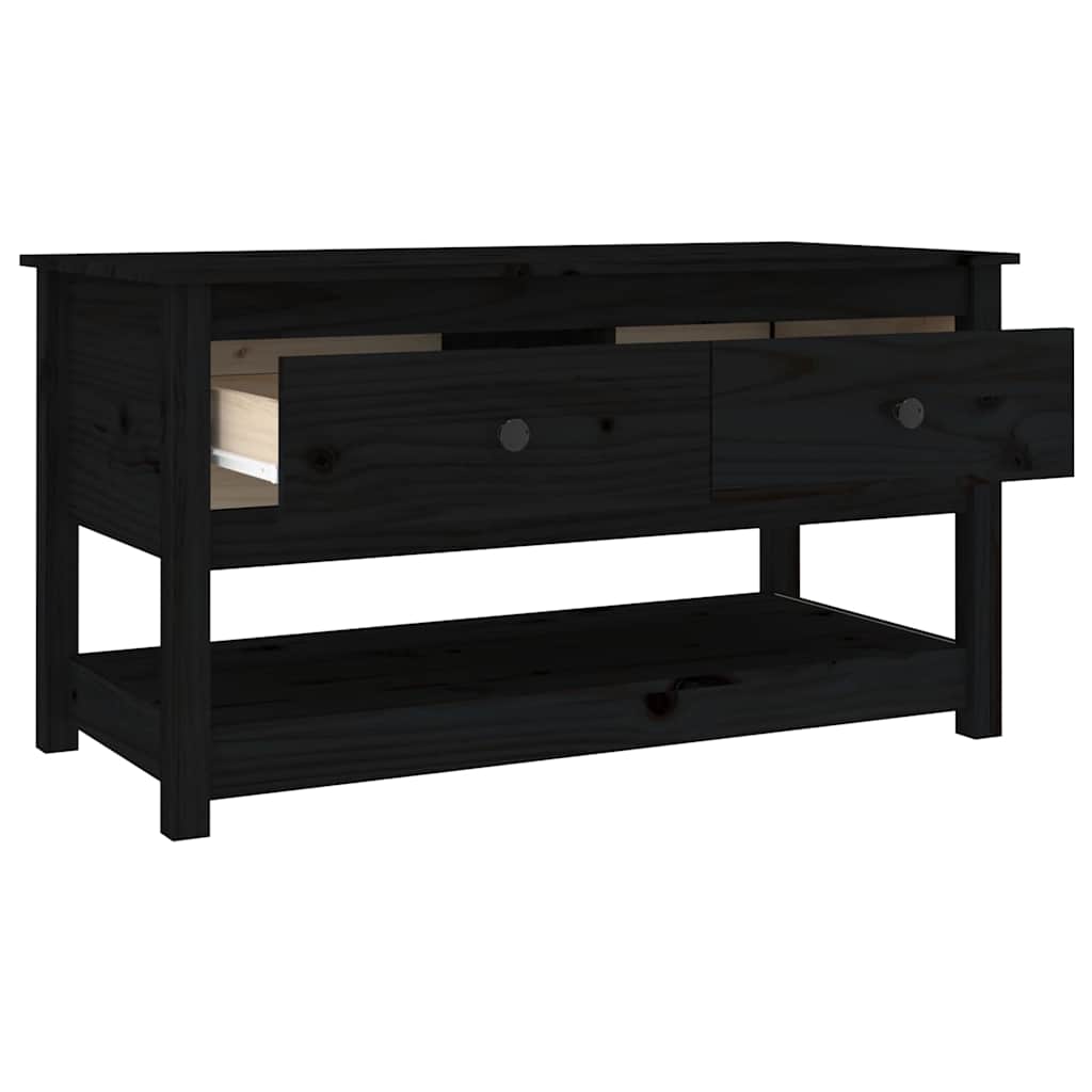 Tavolino da Salotto Nero 102x49x55 cm in Legno Massello di Pino | homemem39