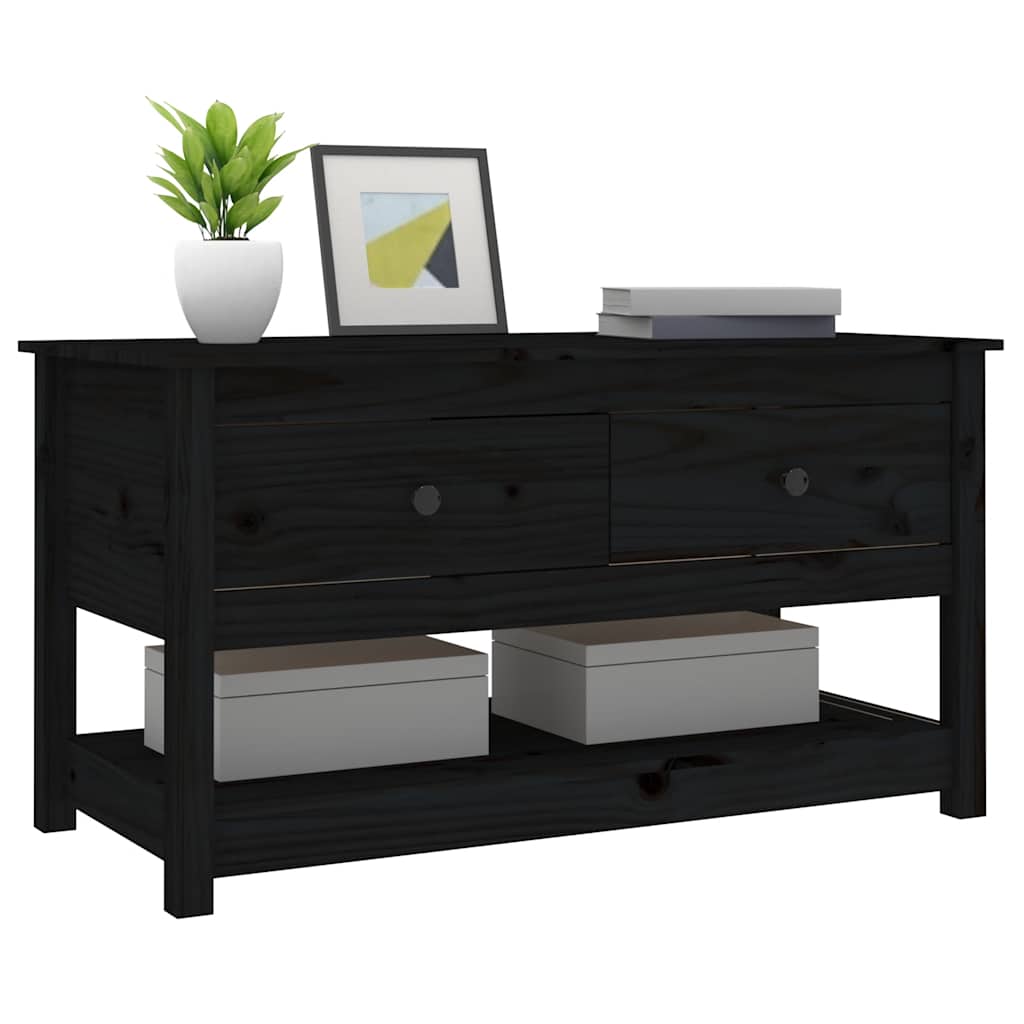 Tavolino da Salotto Nero 102x49x55 cm in Legno Massello di Pino | homemem39