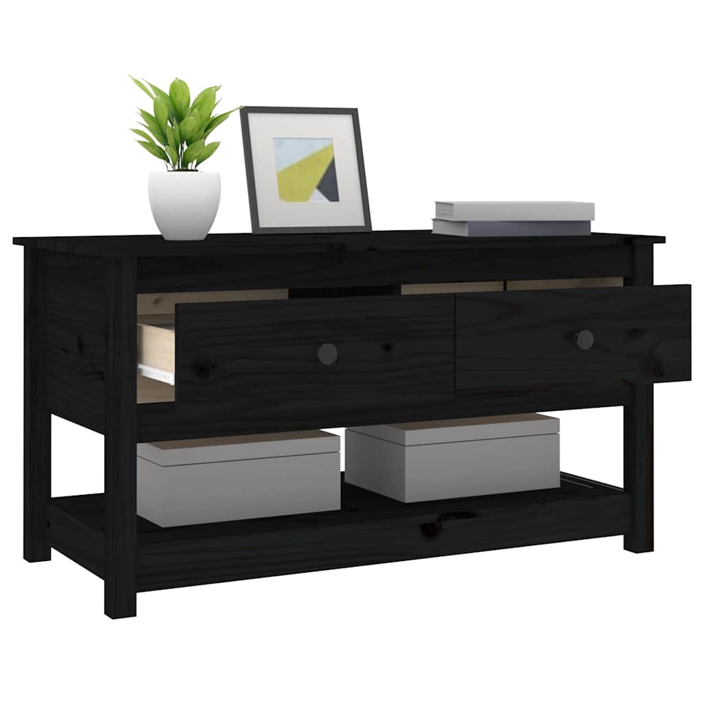 Tavolino da Salotto Nero 102x49x55 cm in Legno Massello di Pino | homemem39