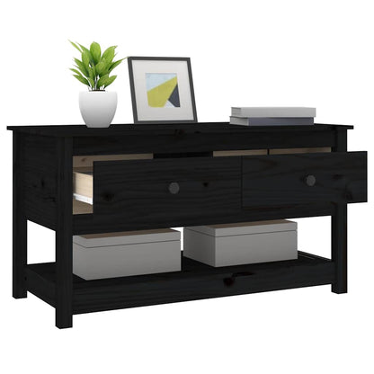 Tavolino da Salotto Nero 102x49x55 cm in Legno Massello di Pino | homemem39
