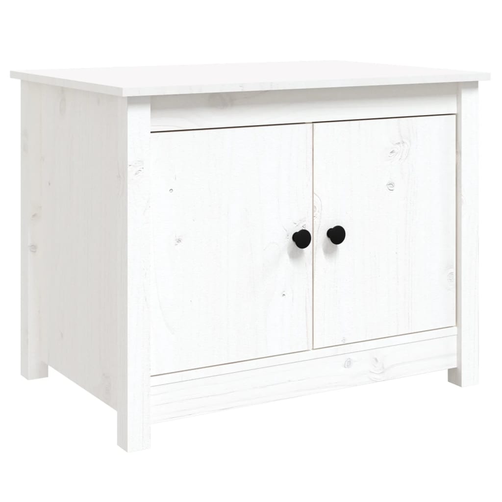Tavolino da Salotto Bianco 71x49x55cm in Legno Massello di Pino | homemem39