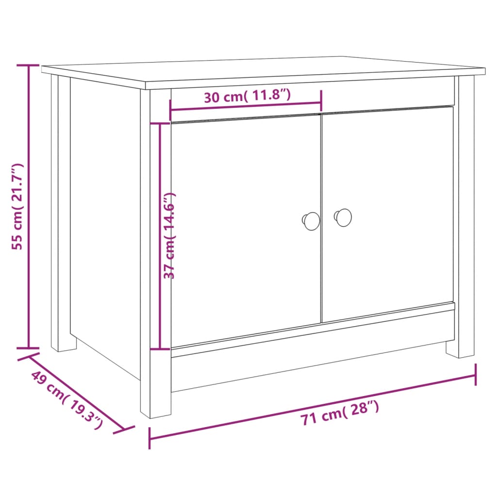 Tavolino da Salotto Bianco 71x49x55cm in Legno Massello di Pino | homemem39