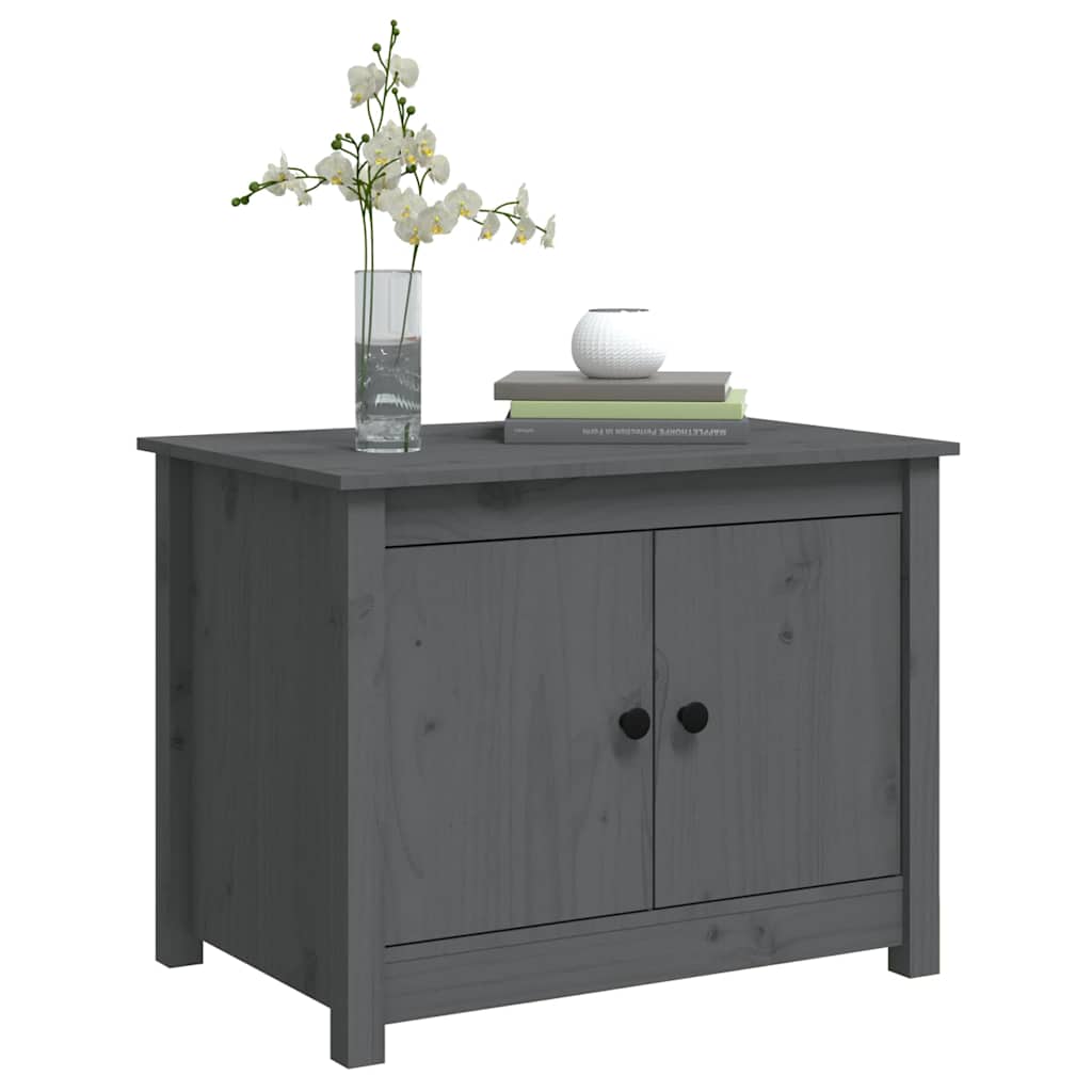 Tavolino da Salotto Grigio 71x49x55cm in Legno Massello di Pino