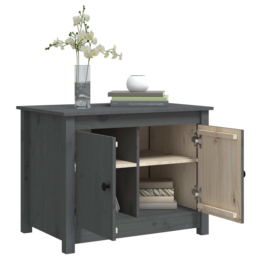 Tavolino da Salotto Grigio 71x49x55cm in Legno Massello di Pino